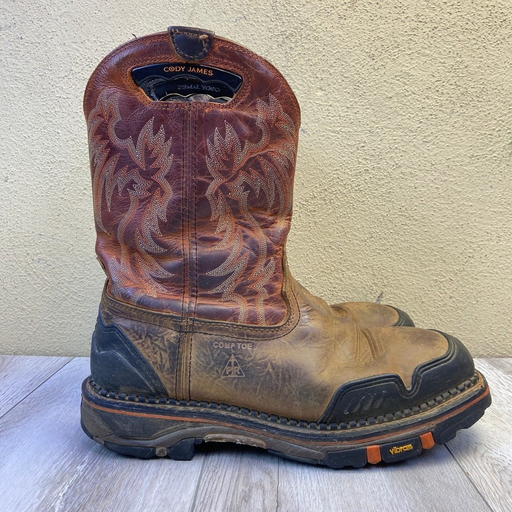 Cody James Decimator Western Work Boots Mens 13 D Brown Leather Composite Toe
